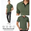 imageJMIERR Mens Casual Polo Shirts Classic Button Basic Short Sleeve Cotton Pique Polo Shirt Stylish Golf TopsArmy Green