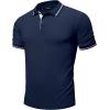 imageJMIERR Mens Casual Polo Shirts Classic Button Basic Short Sleeve Cotton Pique Polo Shirt Stylish Golf TopsNavy Blue