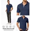 imageJMIERR Mens Casual Polo Shirts Classic Button Basic Short Sleeve Cotton Pique Polo Shirt Stylish Golf TopsNavy Blue