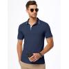 imageJMIERR Mens Casual Polo Shirts Classic Button Basic Short Sleeve Cotton Pique Polo Shirt Stylish Golf TopsNavy Blue