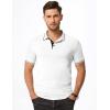 imageJMIERR Mens Casual Polo Shirts Classic Button Basic Short Sleeve Cotton Pique Polo Shirt Stylish Golf TopsWhite