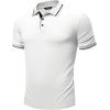 imageJMIERR Mens Casual Polo Shirts Classic Button Basic Short Sleeve Cotton Pique Polo Shirt Stylish Golf TopsWhite