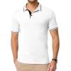 imageJMIERR Mens Casual Polo Shirts Classic Button Basic Short Sleeve Cotton Pique Polo Shirt Stylish Golf TopsWhite