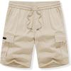 imageJMIERR Mens Casual Stretch Cargo Shorts Classic Drawstring Elastic Waist Summer Work Short with Multi PocketsApricot