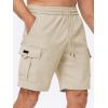 imageJMIERR Mens Casual Stretch Cargo Shorts Classic Drawstring Elastic Waist Summer Work Short with Multi PocketsApricot