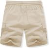 imageJMIERR Mens Casual Stretch Cargo Shorts Classic Drawstring Elastic Waist Summer Work Short with Multi PocketsApricot
