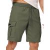 imageJMIERR Mens Casual Stretch Cargo Shorts Classic Drawstring Elastic Waist Summer Work Short with Multi PocketsArmy Green