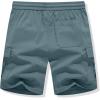 imageJMIERR Mens Casual Stretch Cargo Shorts Classic Drawstring Elastic Waist Summer Work Short with Multi PocketsBlue