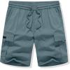imageJMIERR Mens Casual Stretch Cargo Shorts Classic Drawstring Elastic Waist Summer Work Short with Multi PocketsBlue