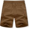 imageJMIERR Mens Casual Stretch Cargo Shorts Classic Drawstring Elastic Waist Summer Work Short with Multi PocketsCamel