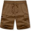 imageJMIERR Mens Casual Stretch Cargo Shorts Classic Drawstring Elastic Waist Summer Work Short with Multi PocketsCamel