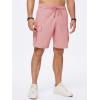 imageJMIERR Mens Casual Stretch Cargo Shorts Classic Drawstring Elastic Waist Summer Work Short with Multi PocketsPink