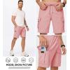 imageJMIERR Mens Casual Stretch Cargo Shorts Classic Drawstring Elastic Waist Summer Work Short with Multi PocketsPink