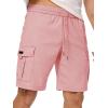 imageJMIERR Mens Casual Stretch Cargo Shorts Classic Drawstring Elastic Waist Summer Work Short with Multi PocketsPink
