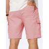 imageJMIERR Mens Casual Stretch Cargo Shorts Classic Drawstring Elastic Waist Summer Work Short with Multi PocketsPink