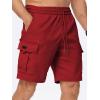 imageJMIERR Mens Casual Stretch Cargo Shorts Classic Drawstring Elastic Waist Summer Work Short with Multi PocketsRed