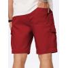 imageJMIERR Mens Casual Stretch Cargo Shorts Classic Drawstring Elastic Waist Summer Work Short with Multi PocketsRed