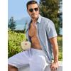 imageJMIERR Mens Casual Stylish Short Sleeve ButtonUp Striped Dress Shirts Cotton Beach ShirtZ Beau Blue