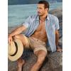 imageJMIERR Mens Casual Stylish Short Sleeve ButtonUp Striped Dress Shirts Cotton Beach ShirtZ Beau Blue