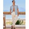imageJMIERR Mens Casual Stylish Short Sleeve ButtonUp Striped Dress Shirts Cotton Beach ShirtZ Beau Blue