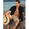 imageJMIERR Mens Casual Stylish Short Sleeve ButtonUp Striped Dress Shirts Cotton Beach ShirtZ Black