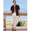 imageJMIERR Mens Casual Stylish Short Sleeve ButtonUp Striped Dress Shirts Cotton Beach ShirtZ Black