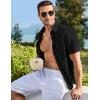 imageJMIERR Mens Casual Stylish Short Sleeve ButtonUp Striped Dress Shirts Cotton Beach ShirtZ Black