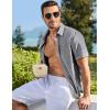 imageJMIERR Mens Casual Stylish Short Sleeve ButtonUp Striped Dress Shirts Cotton Beach ShirtZ Dark Grey