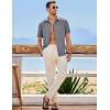 imageJMIERR Mens Casual Stylish Short Sleeve ButtonUp Striped Dress Shirts Cotton Beach ShirtZ Dark Grey