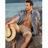 imageJMIERR Mens Casual Stylish Short Sleeve ButtonUp Striped Dress Shirts Cotton Beach ShirtZ Dark Grey