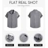 imageJMIERR Mens Casual Stylish Short Sleeve ButtonUp Striped Dress Shirts Cotton Beach ShirtZ Dark Grey