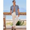 imageJMIERR Mens Casual Stylish Short Sleeve ButtonUp Striped Dress Shirts Cotton Beach ShirtZ Dirty Blue