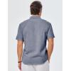 imageJMIERR Mens Casual Stylish Short Sleeve ButtonUp Striped Dress Shirts Cotton Beach ShirtZ Dirty Blue