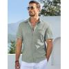 imageJMIERR Mens Casual Stylish Short Sleeve ButtonUp Striped Dress Shirts Cotton Beach ShirtZ Laurel Green