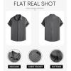 imageJMIERR Mens Casual Stylish Short Sleeve ButtonUp Striped Dress Shirts Cotton Beach ShirtZ Medium Grey