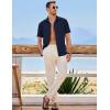 imageJMIERR Mens Casual Stylish Short Sleeve ButtonUp Striped Dress Shirts Cotton Beach ShirtZ Navy Blue
