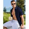 imageJMIERR Mens Casual Stylish Short Sleeve ButtonUp Striped Dress Shirts Cotton Beach ShirtZ Navy Blue