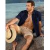 imageJMIERR Mens Casual Stylish Short Sleeve ButtonUp Striped Dress Shirts Cotton Beach ShirtZ Navy Blue