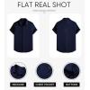 imageJMIERR Mens Casual Stylish Short Sleeve ButtonUp Striped Dress Shirts Cotton Beach ShirtZ Navy Blue