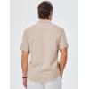 imageJMIERR Mens Casual Stylish Short Sleeve ButtonUp Striped Dress Shirts Cotton Beach ShirtZ Parchment