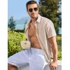 imageJMIERR Mens Casual Stylish Short Sleeve ButtonUp Striped Dress Shirts Cotton Beach ShirtZ Parchment