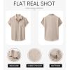 imageJMIERR Mens Casual Stylish Short Sleeve ButtonUp Striped Dress Shirts Cotton Beach ShirtZ Parchment