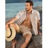 imageJMIERR Mens Casual Stylish Short Sleeve ButtonUp Striped Dress Shirts Cotton Beach ShirtZ Parchment