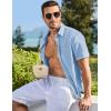 imageJMIERR Mens Casual Stylish Short Sleeve ButtonUp Striped Dress Shirts Cotton Beach ShirtZ Sky Blue