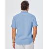 imageJMIERR Mens Casual Stylish Short Sleeve ButtonUp Striped Dress Shirts Cotton Beach ShirtZ Sky Blue