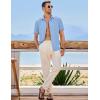 imageJMIERR Mens Casual Stylish Short Sleeve ButtonUp Striped Dress Shirts Cotton Beach ShirtZ Sky Blue