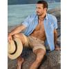 imageJMIERR Mens Casual Stylish Short Sleeve ButtonUp Striped Dress Shirts Cotton Beach ShirtZ Sky Blue