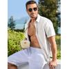 imageJMIERR Mens Casual Stylish Short Sleeve ButtonUp Striped Dress Shirts Cotton Beach ShirtZ White