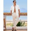 imageJMIERR Mens Casual Stylish Short Sleeve ButtonUp Striped Dress Shirts Cotton Beach ShirtZ White