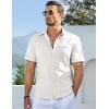imageJMIERR Mens Casual Stylish Short Sleeve ButtonUp Striped Dress Shirts Cotton Beach ShirtZ White
